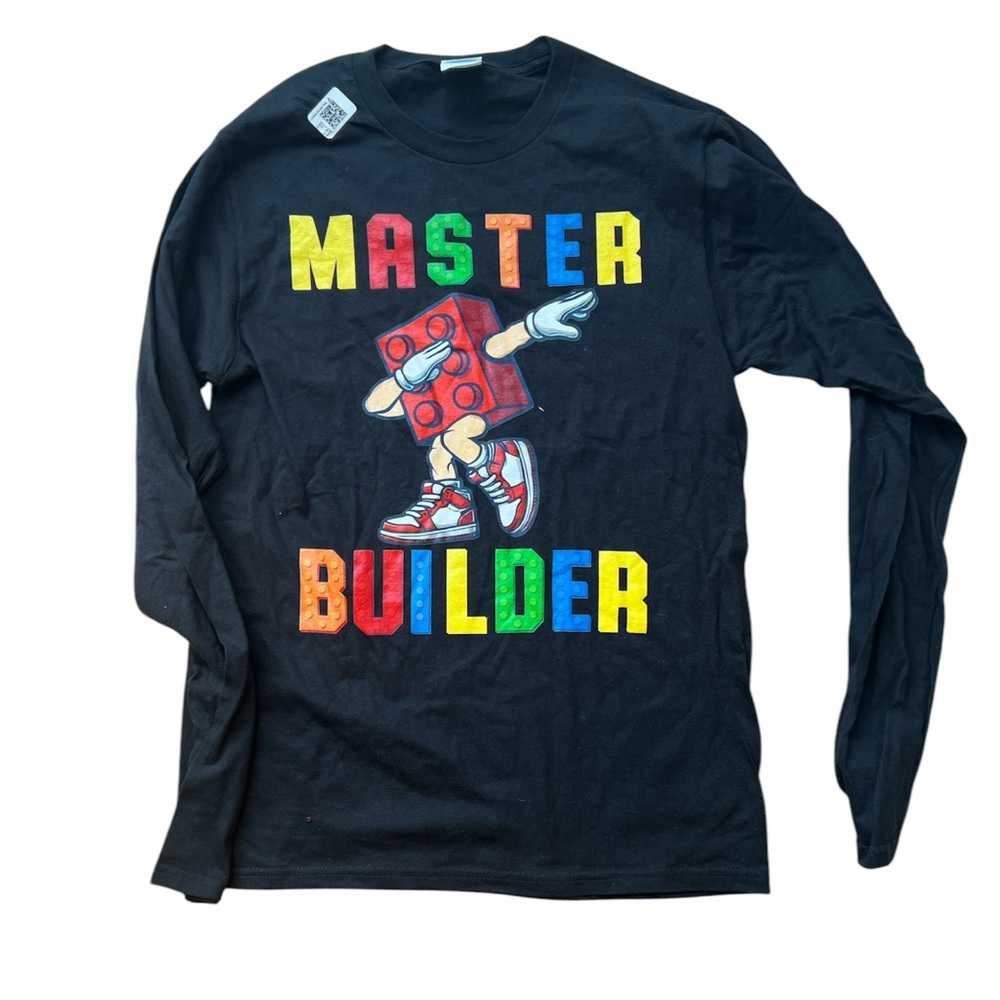 Master Builder, unisex long sleeve shirt, black, NWT, never worn, size small